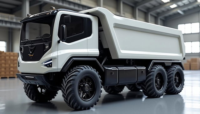 A cutting-edge electric dump truck designed for heavy-duty use, featuring a 15 cubic meter capacity
