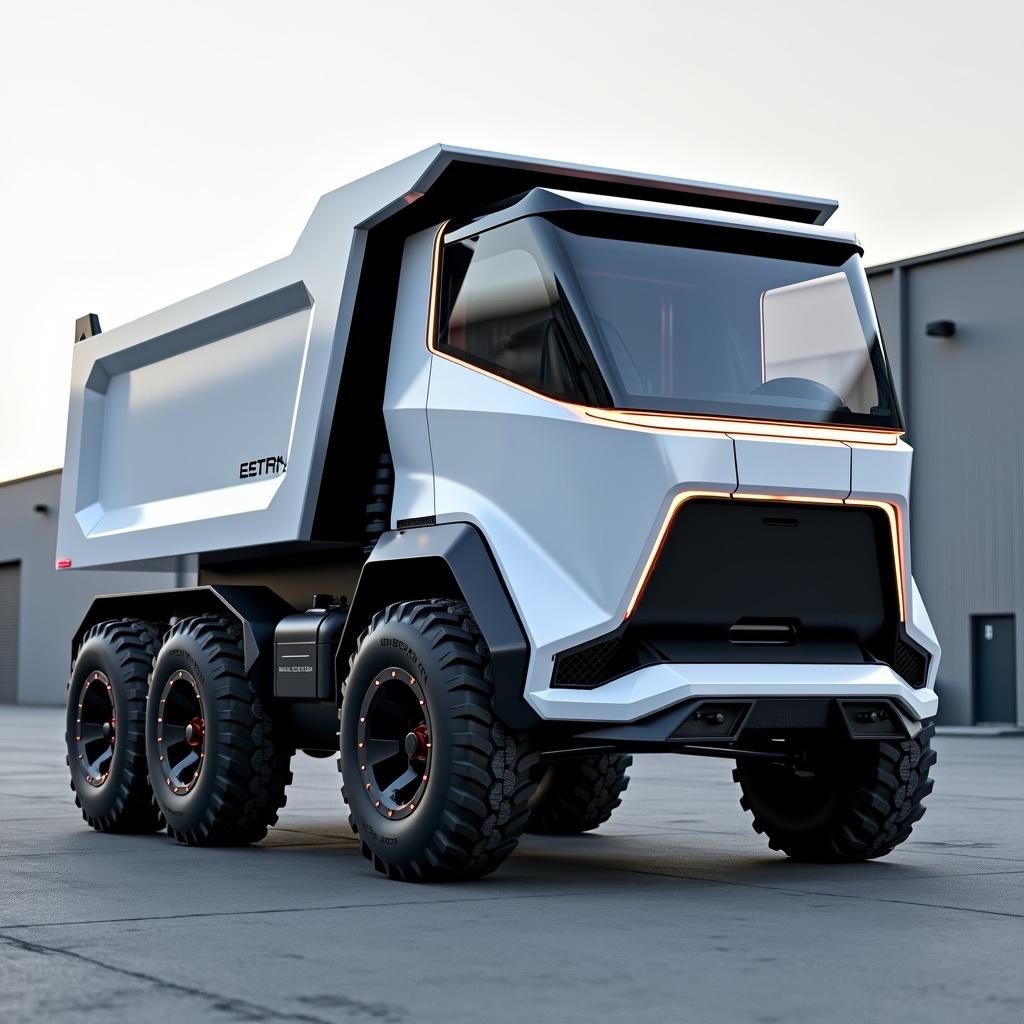 A next-generation electric dump truck with a capacity of 15 cubic meters, featuring six sturdy wheels for optimal performance