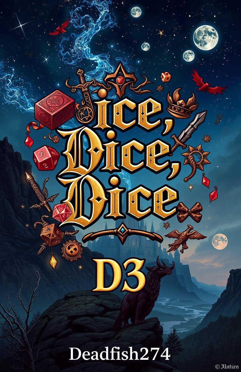 A fantastical book cover design featuring a medieval fantasy theme reminiscent of a classic Dungeons and Dragons adventure