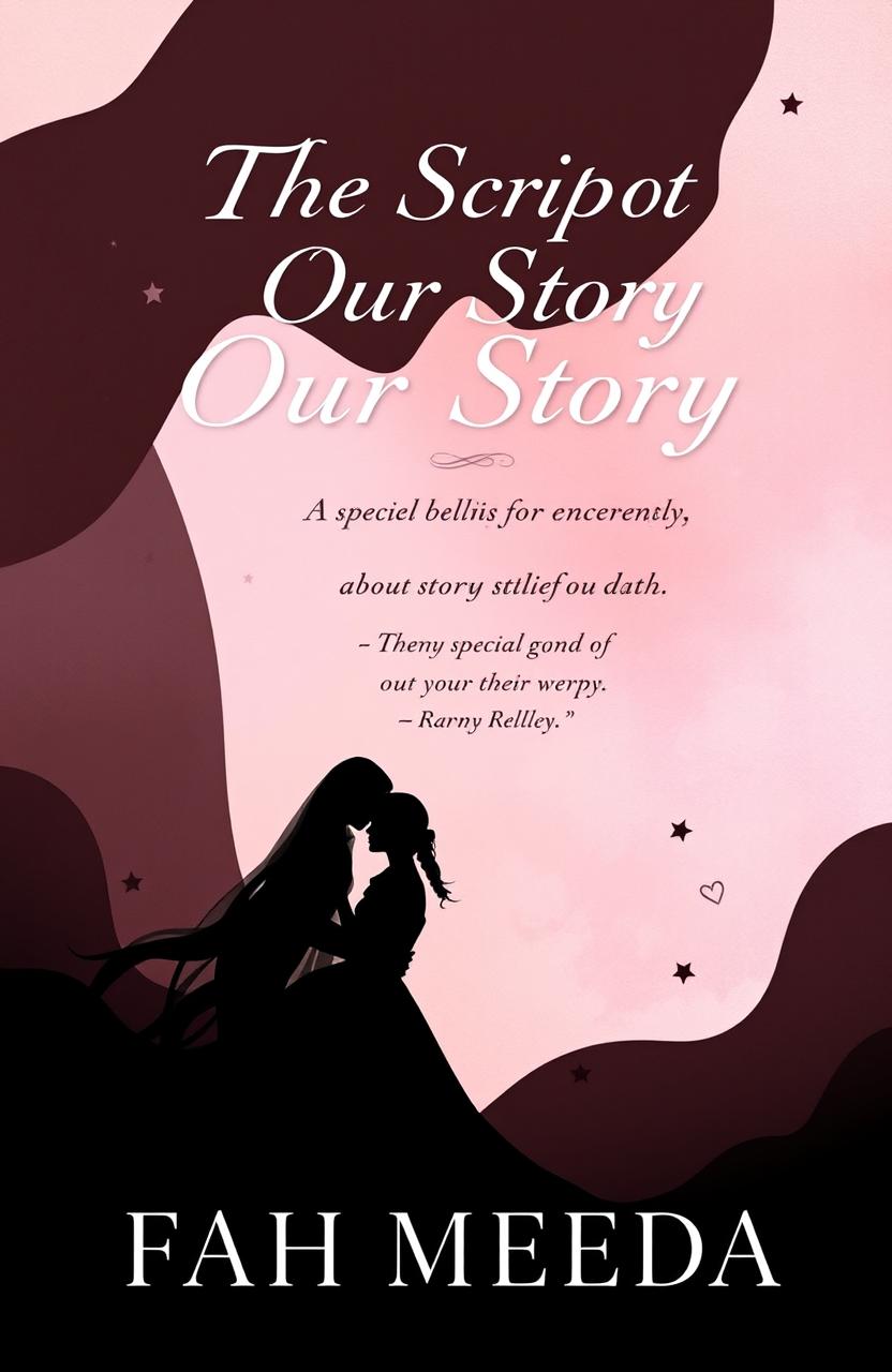 A book cover titled 'The Script of Our Story' by author Fahmeeda, featuring silhouettes that capture a sense of romance and mystery