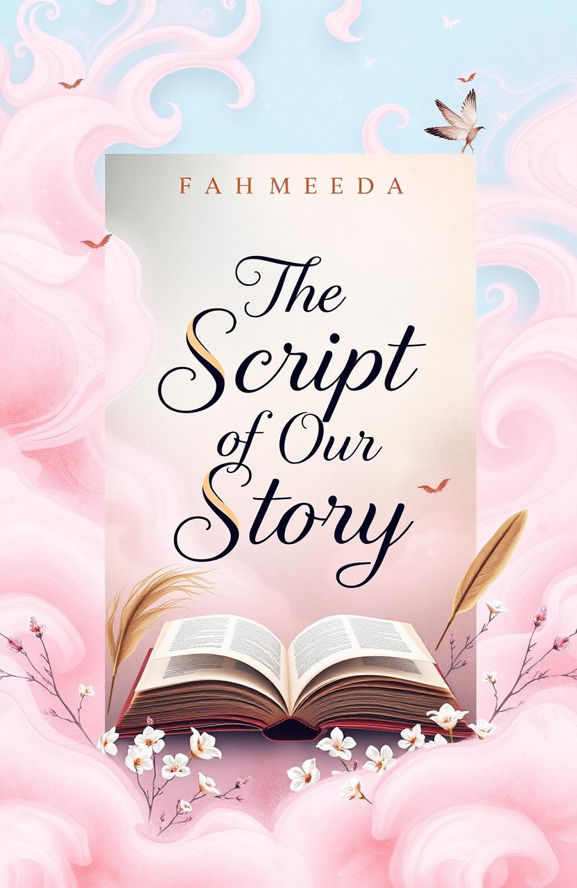 A book cover design for 'The Script of Our Story' by Fahmeeda, featuring an elegant and captivating typography for the title and author name