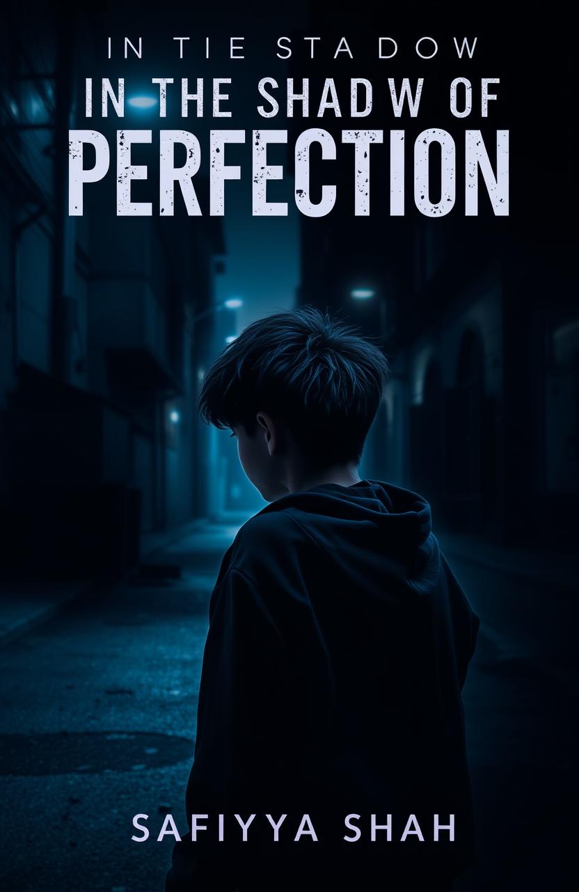 A dark and atmospheric book cover for a mystery mafia novel titled 'In the Shadow of Perfection' by Safiyya Shah