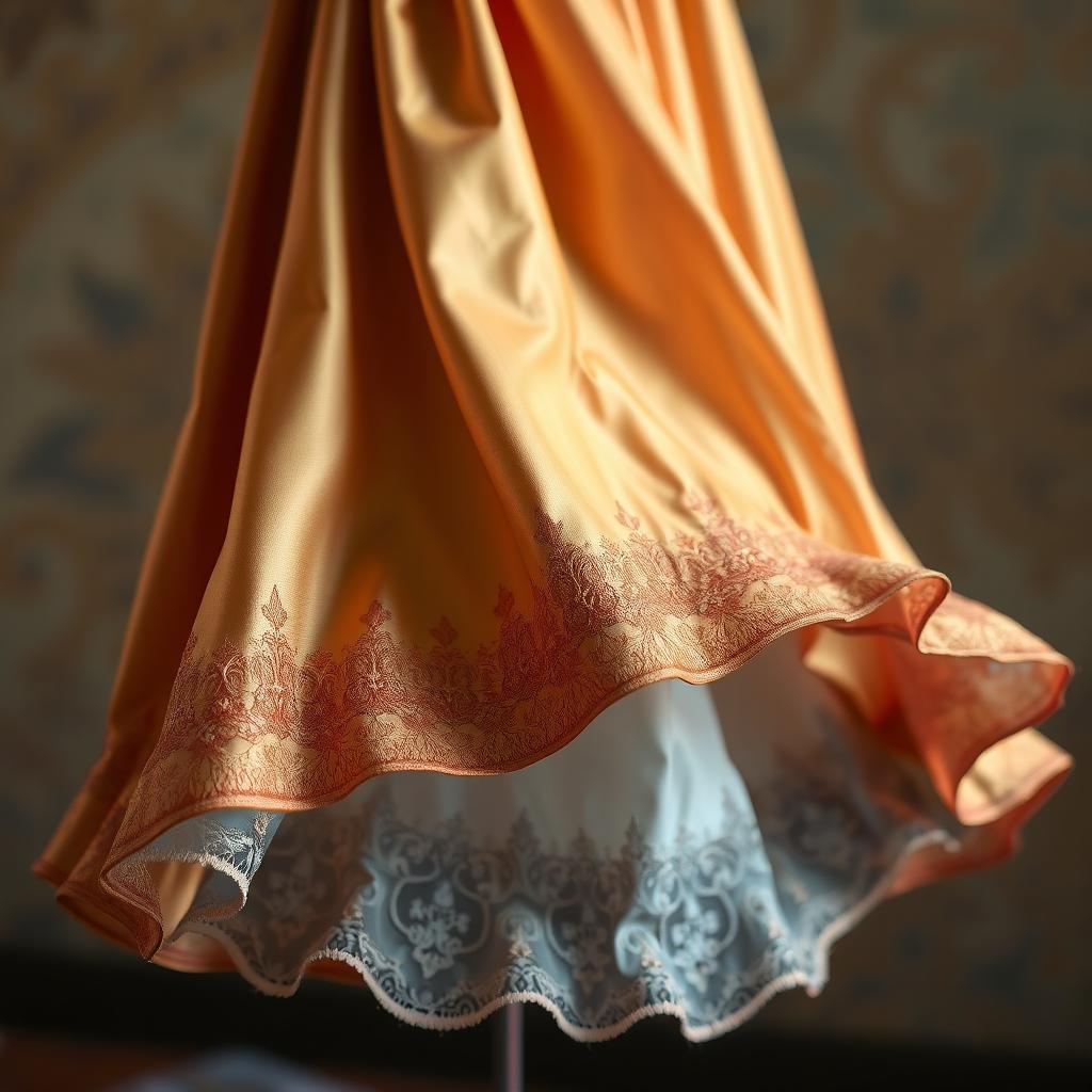 A beautifully detailed dress with a realistic bottom hem, featuring intricate textures and patterns