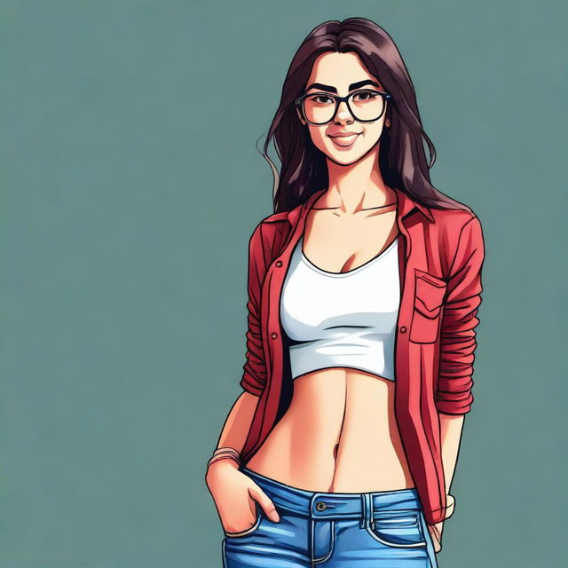 A digital art piece depicting a college-aged girl