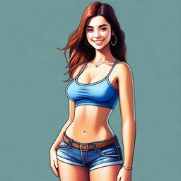 A digital art piece depicting a college-aged girl