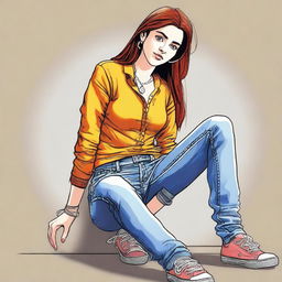 A digital art piece depicting a college-aged girl