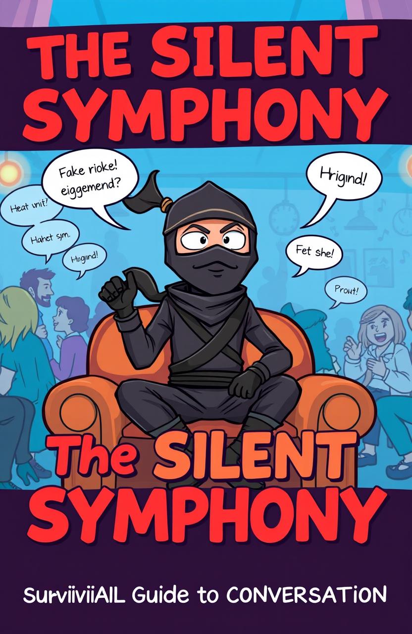 A humorous and engaging cover design for a self-help book titled 'The Silent Symphony'