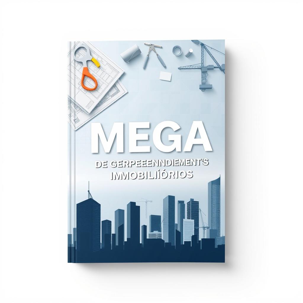 A book cover design for 'MEGA GERENCIAMENTO DE OBRAS E EMPREENDIMENTOS IMOBILIÁRIOS'