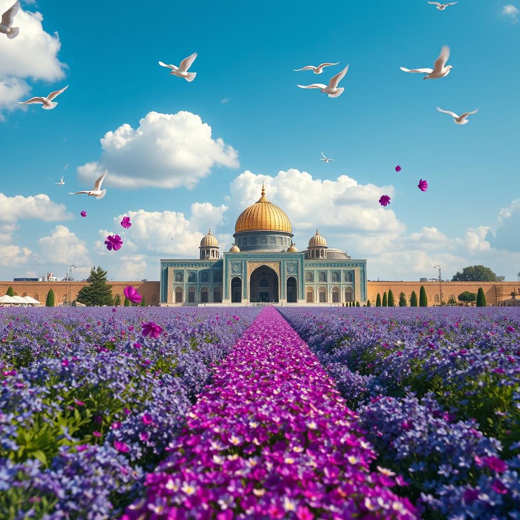 A realistic photographic depiction of Imam Hussein's shrine