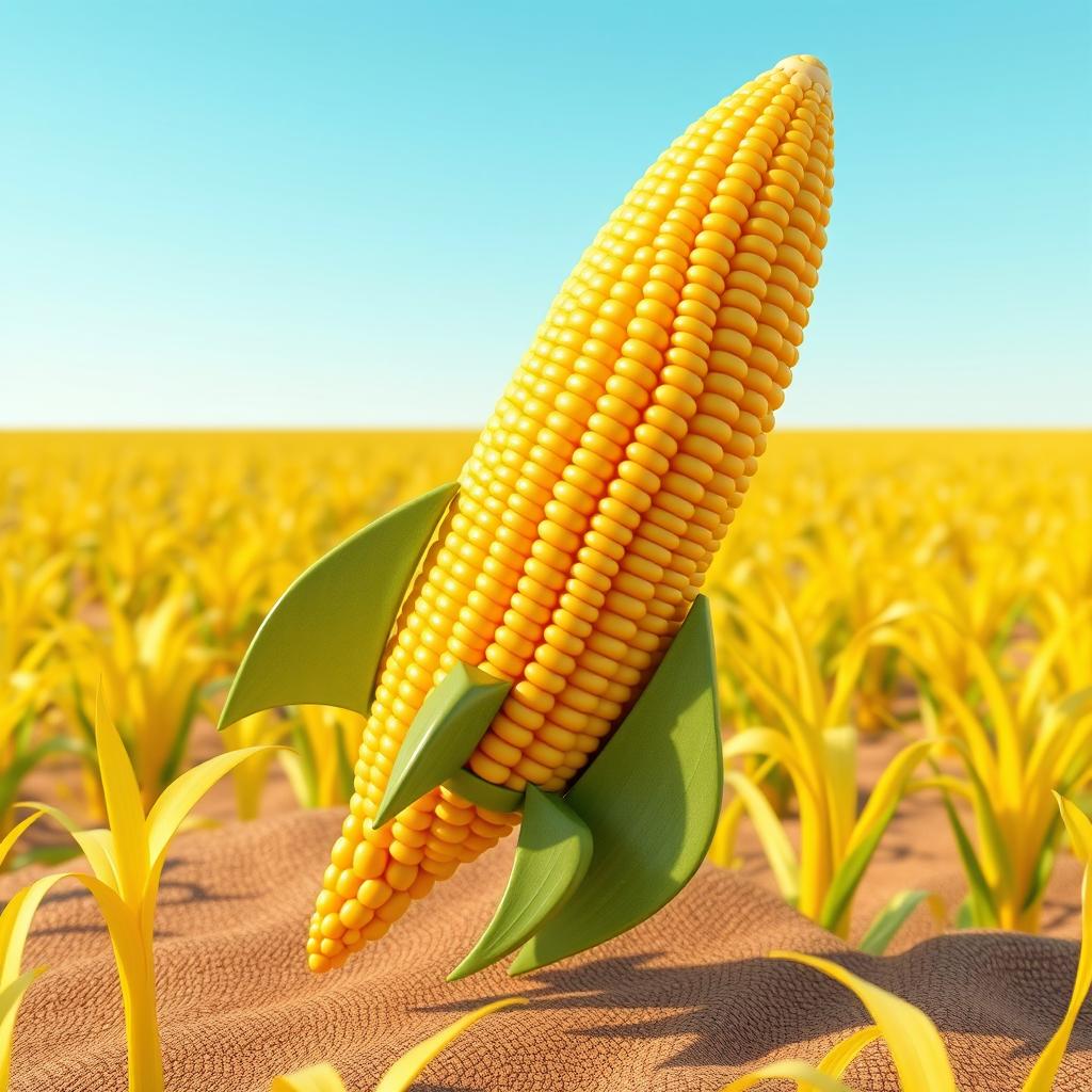 Imaginative 3D Render: A Rocket Made of Corn