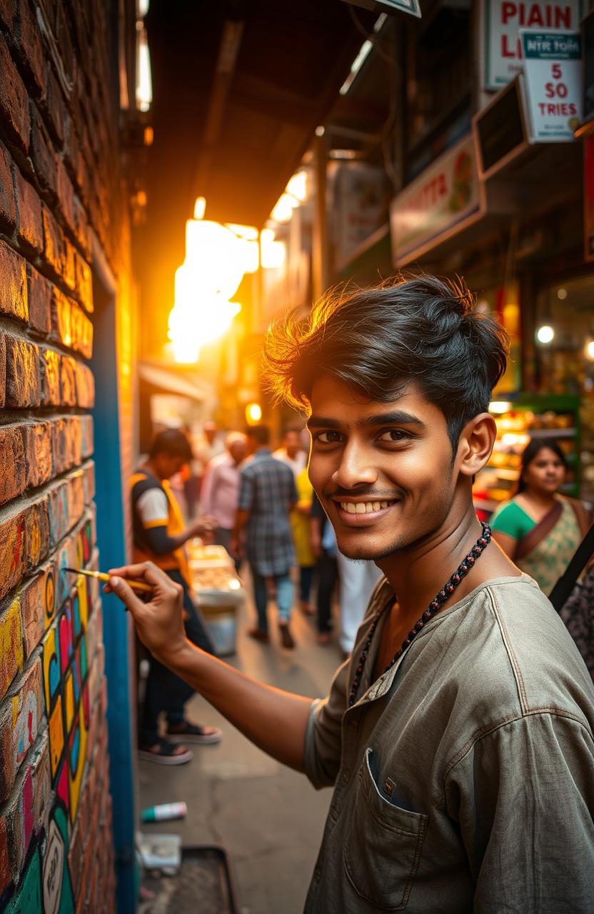 A vibrant street scene in Mumbai capturing the essence of local life