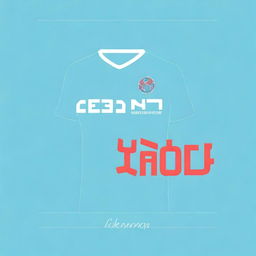 An elegant and retro-style digital art of a light blue football jersey with a collar