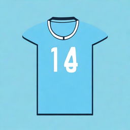 An elegant and retro-style digital art of a light blue football jersey with a collar