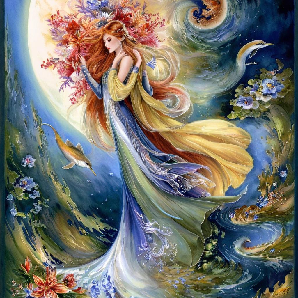 Whimsical Fairy Mermaid Under Moonlight