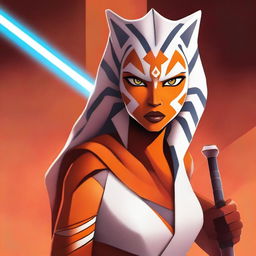 A high-quality digital art image featuring Ahsoka Tano from the Star Wars universe