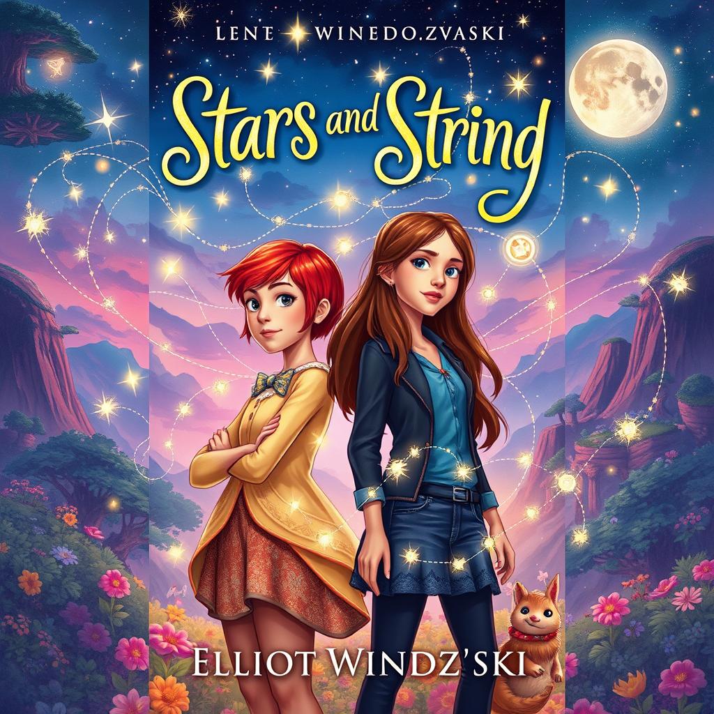 A captivating young adult fantasy book cover design for 'Stars and String' by Elliot Windoczvski