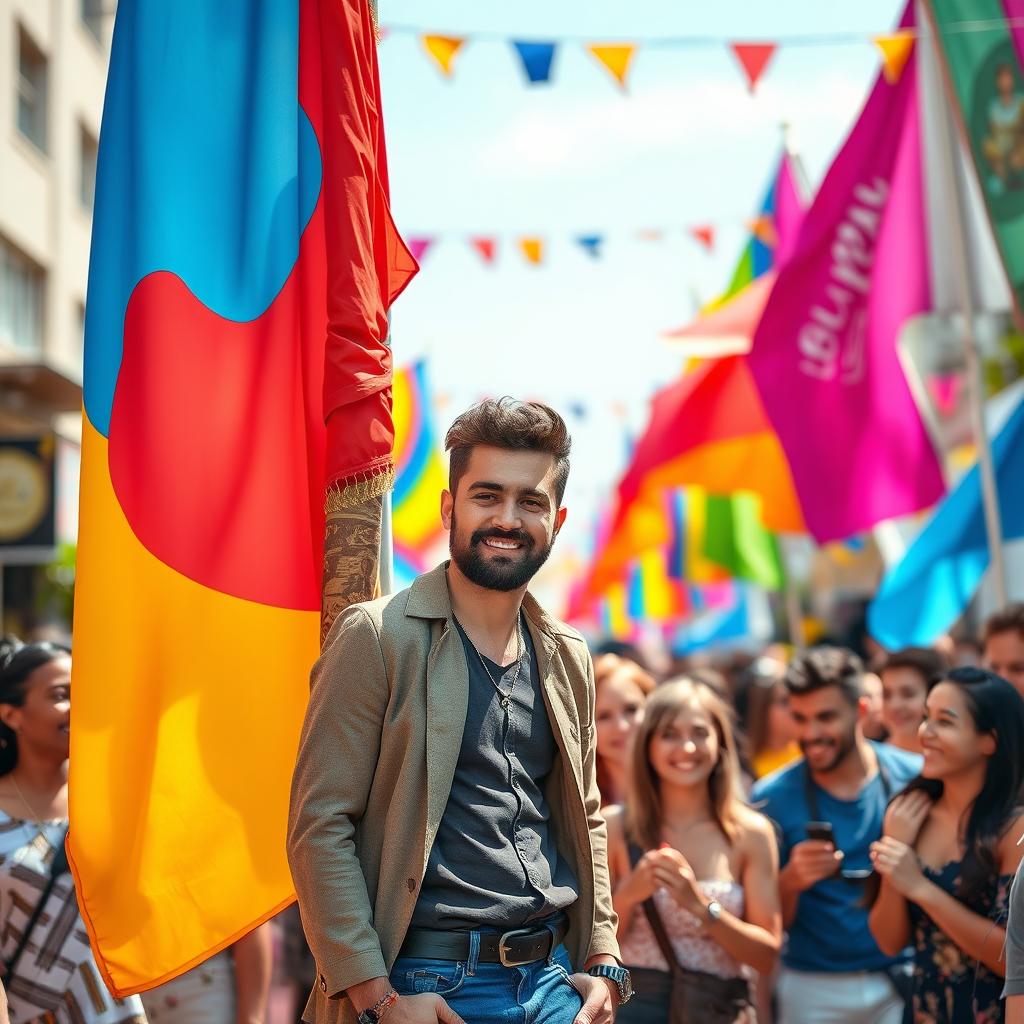 Vibrant Urban Festival Scene with Diverse Celebrants