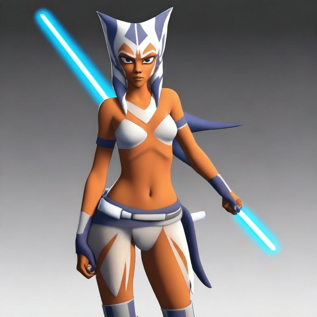 A high-quality digital art image depicting Ahsoka Tano from 'Star Wars: The Clone Wars' in a thong