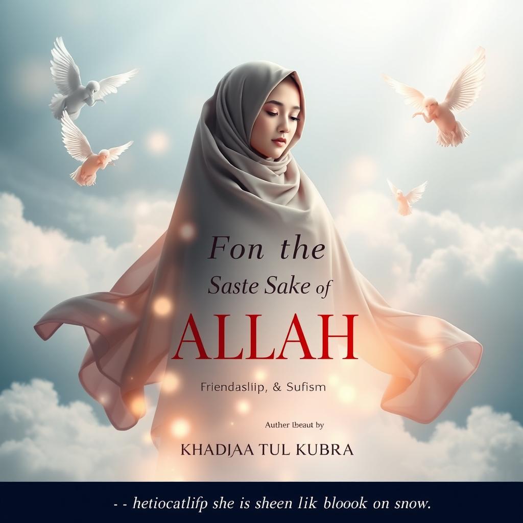 A mesmerizing book cover titled 'For the Sake of Allah', beautifully capturing themes of spirituality, friendship, and Sufism