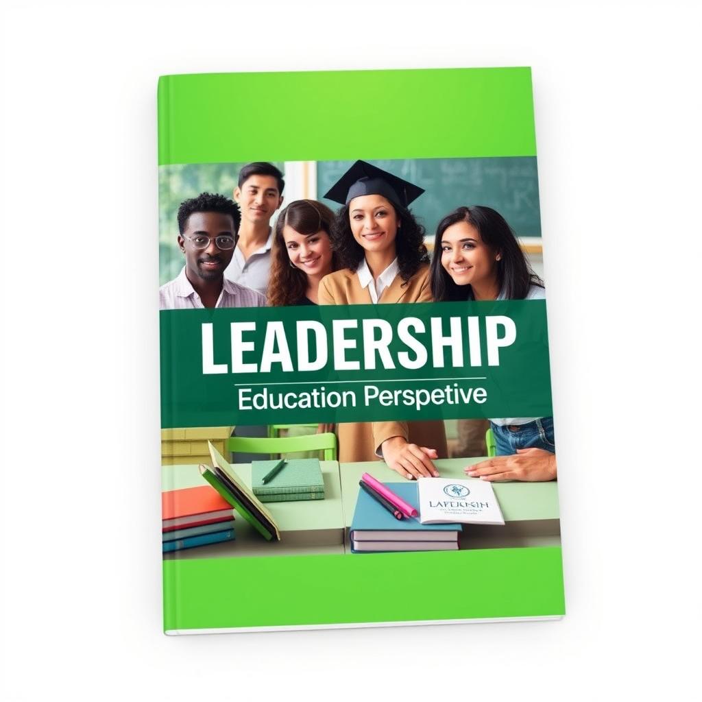A dynamic book cover for the title "LEADERSHIP: Education Perspective" that captures the essence of leadership through education