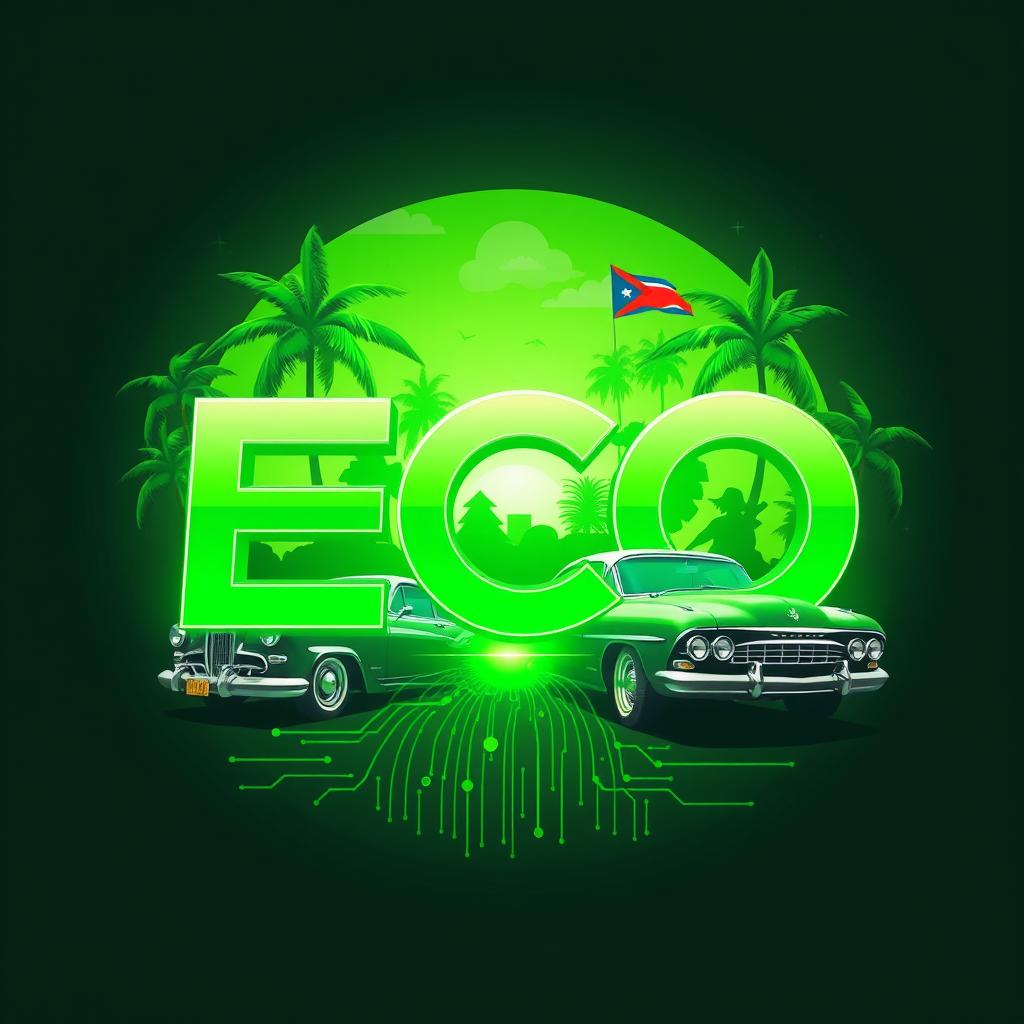 A sleek and modern representation of the Cuban green cryptocurrency named "ECO"