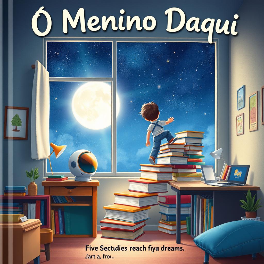 A book cover for a children's story titled 'O Menino Daqui'
