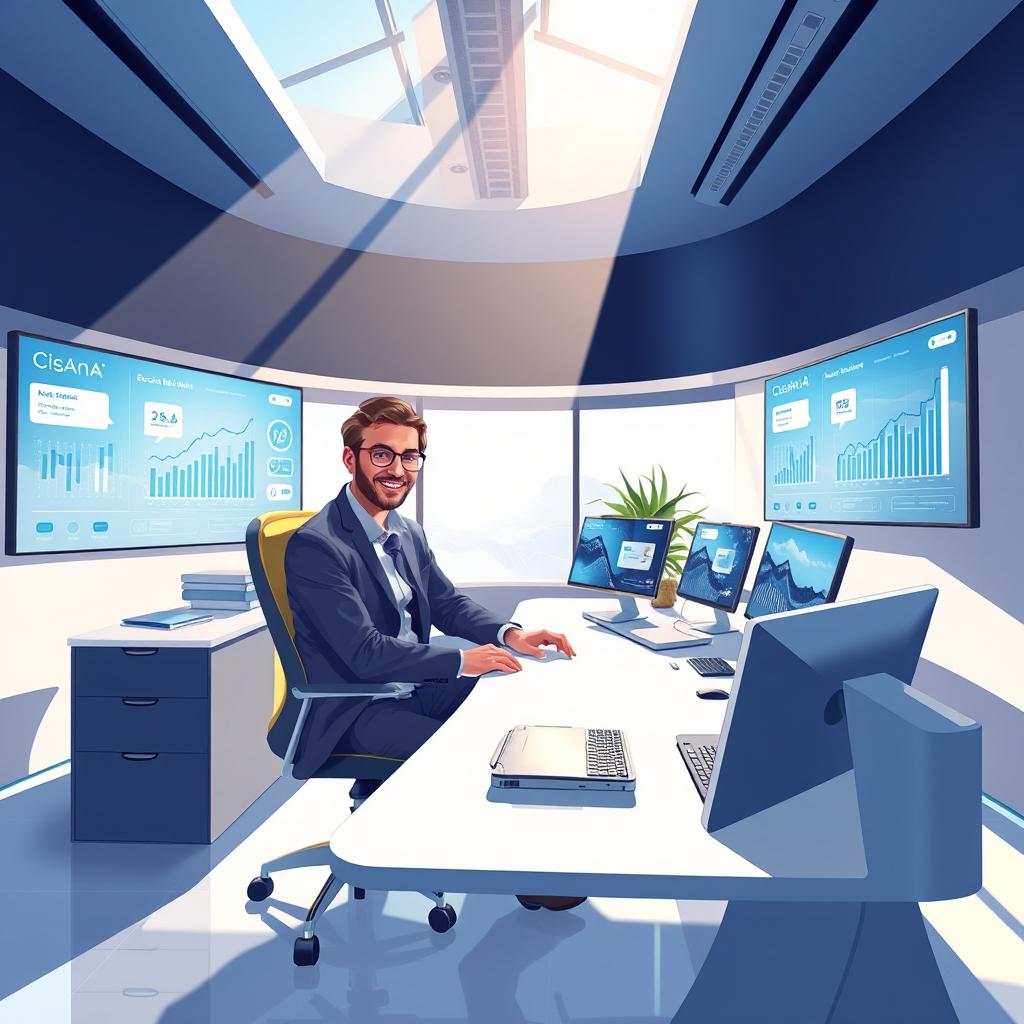 A conceptual illustration of Jan Grobara, the CEO of Ciasna S