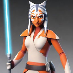 A high-quality, realistic 3D render of Ahsoka Tano from 'Star Wars: The Clone Wars'