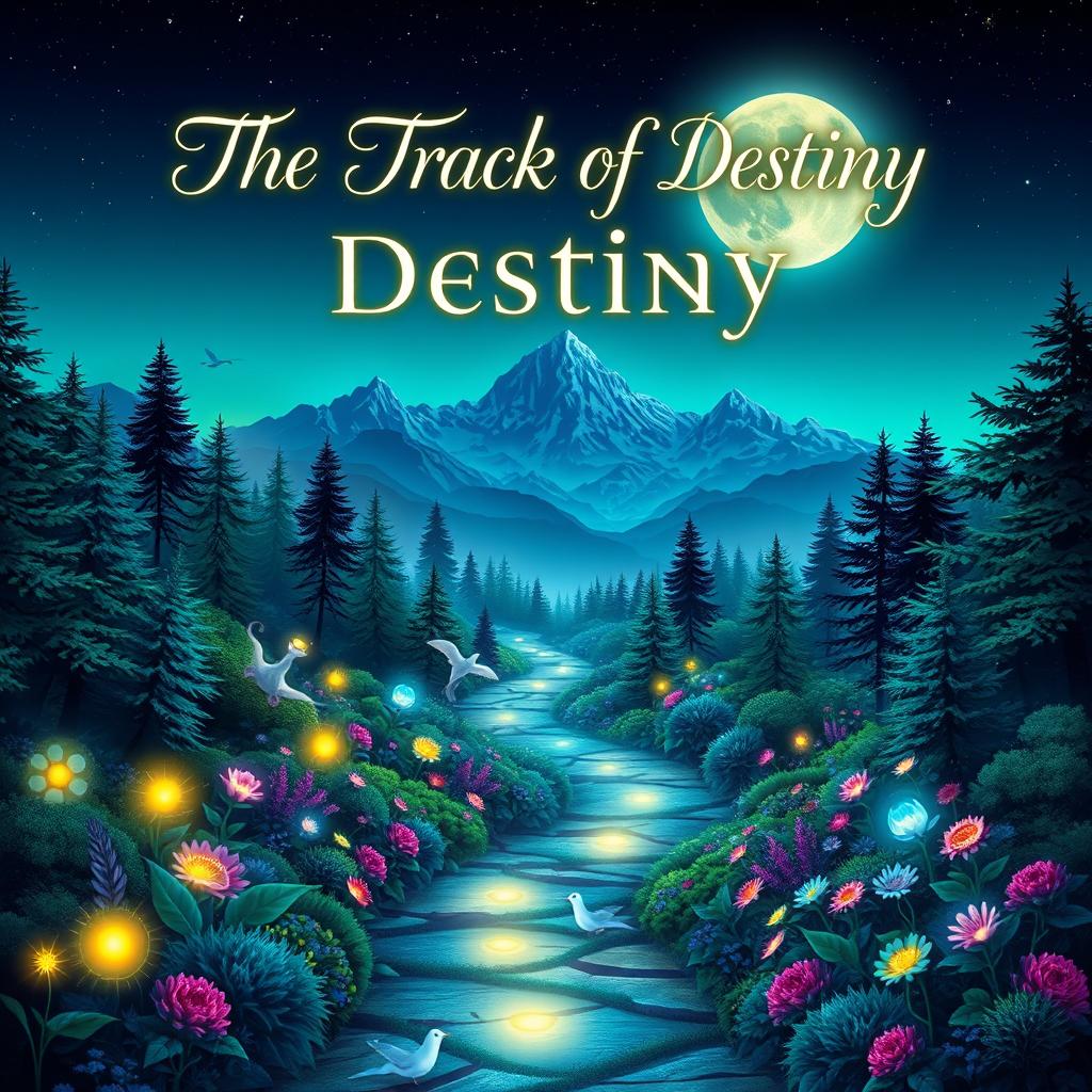 A striking book cover for a novel titled 'The Track of Destiny'