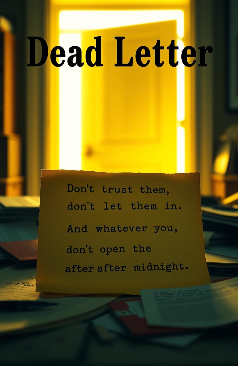 A semi-old letter placed prominently on a cluttered desk, surrounded by scattered papers
