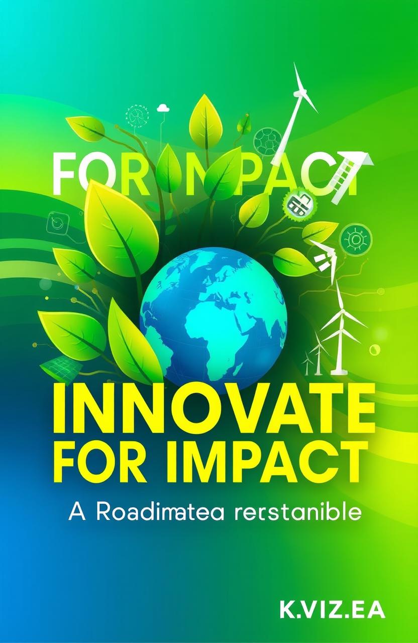 A vibrant and engaging book cover for a title called 'Innovate for Impact: A Roadmap to Sustainable Technology'