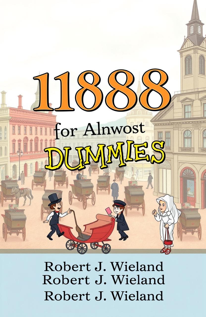 A whimsical book cover design for '1888 for Almost Dummies' by Robert J Wieland