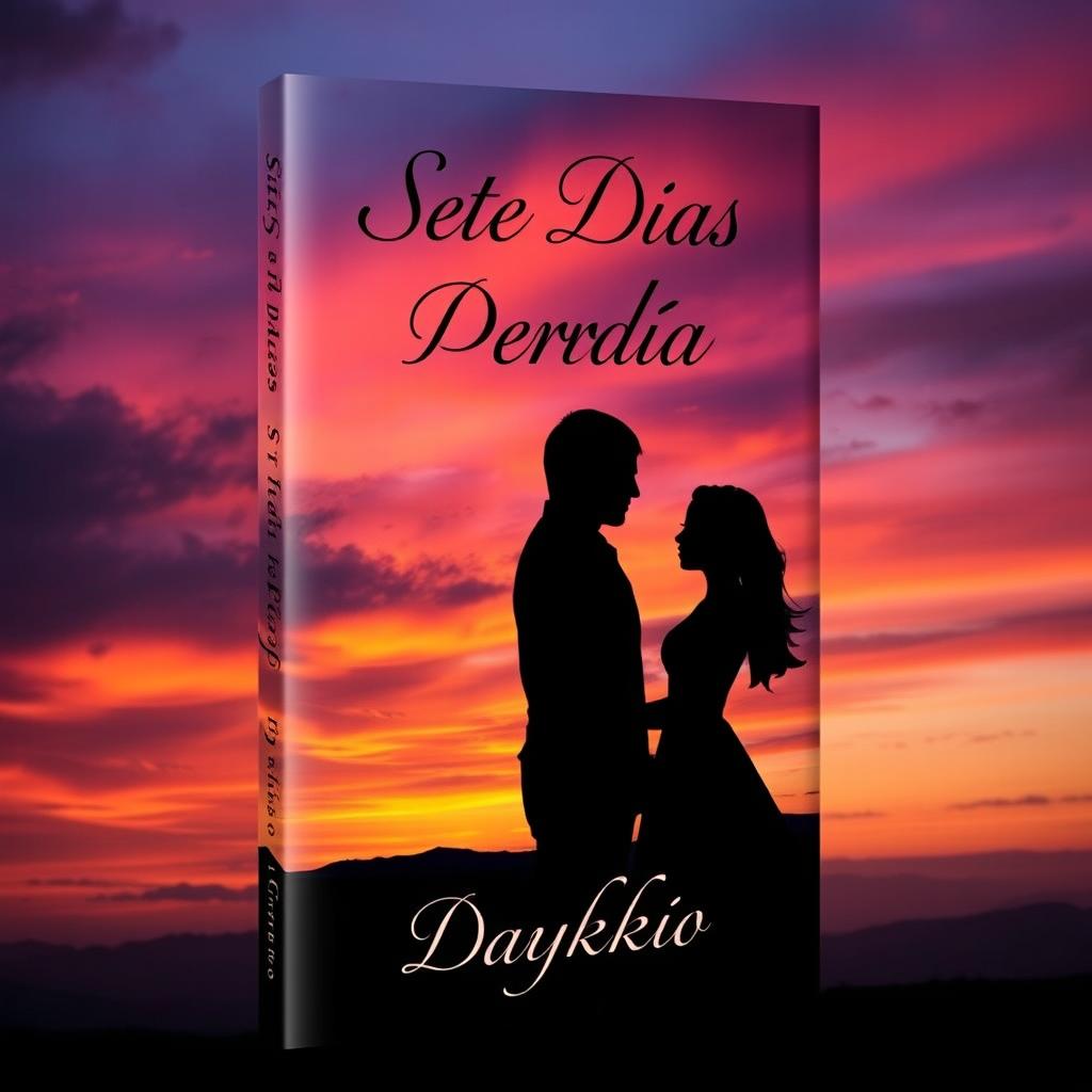 A visually stunning book cover design for a romance novel titled "Sete Dias para o Perdão" by Daykkio