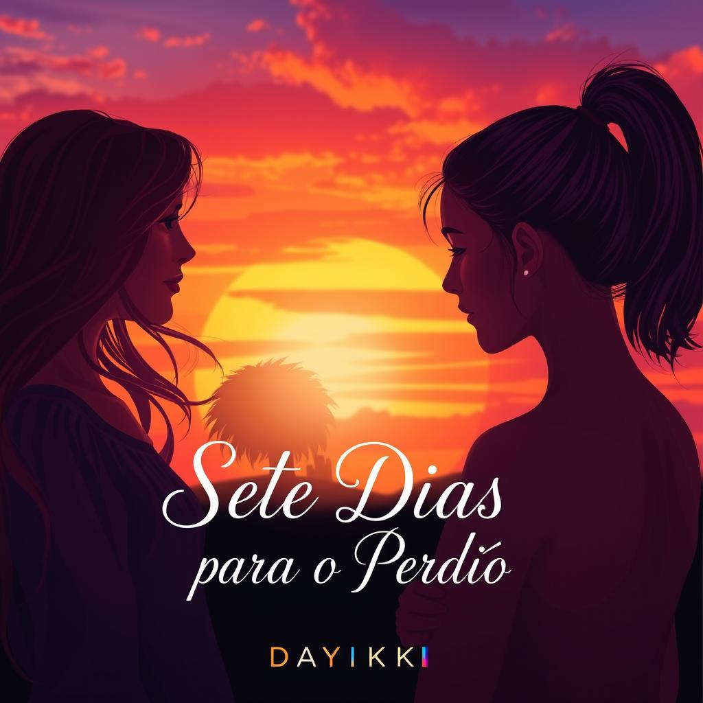 A captivating book cover design for a romance novel titled 'Sete Dias para o Perdão'