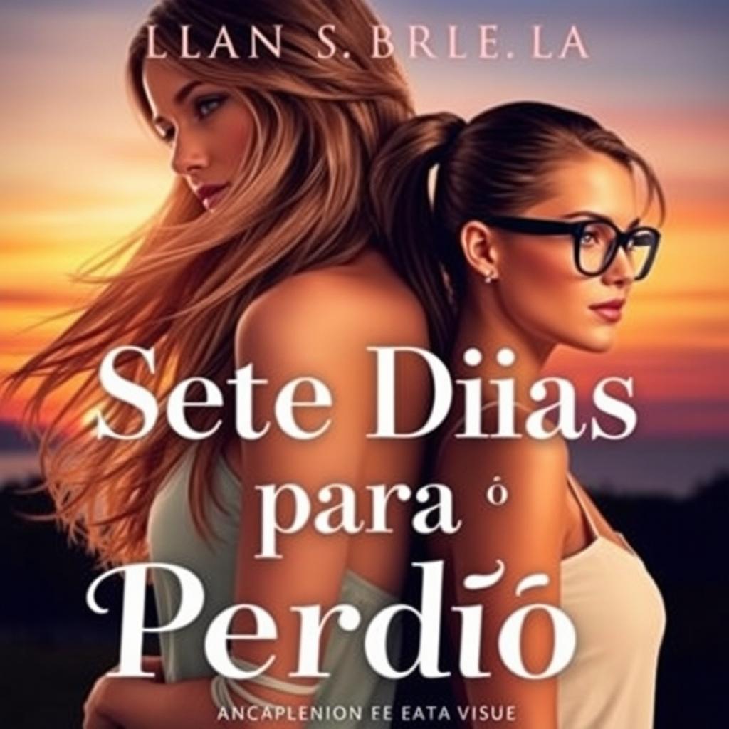 A romantic book cover titled 'Sete Dias para o Perdão' featuring two women