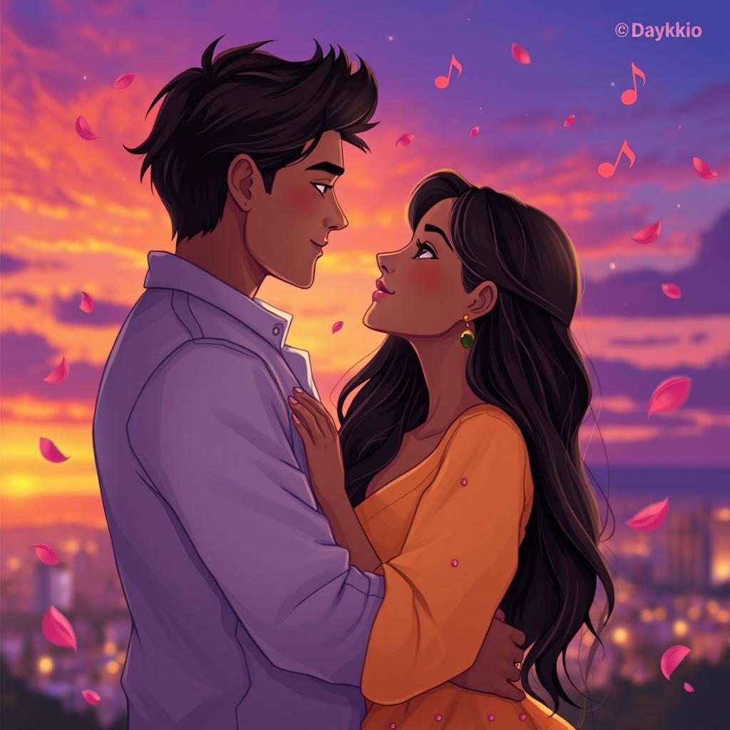 A vibrant and emotional scene depicting the essence of the song 'Sete dias para não perder você' by Daykkio