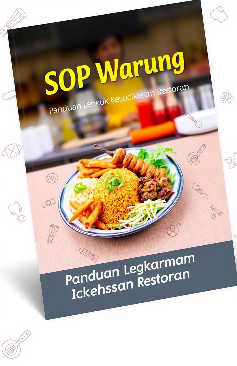 A book cover design for a restaurant or food stall SOP (Standard Operating Procedure) guide