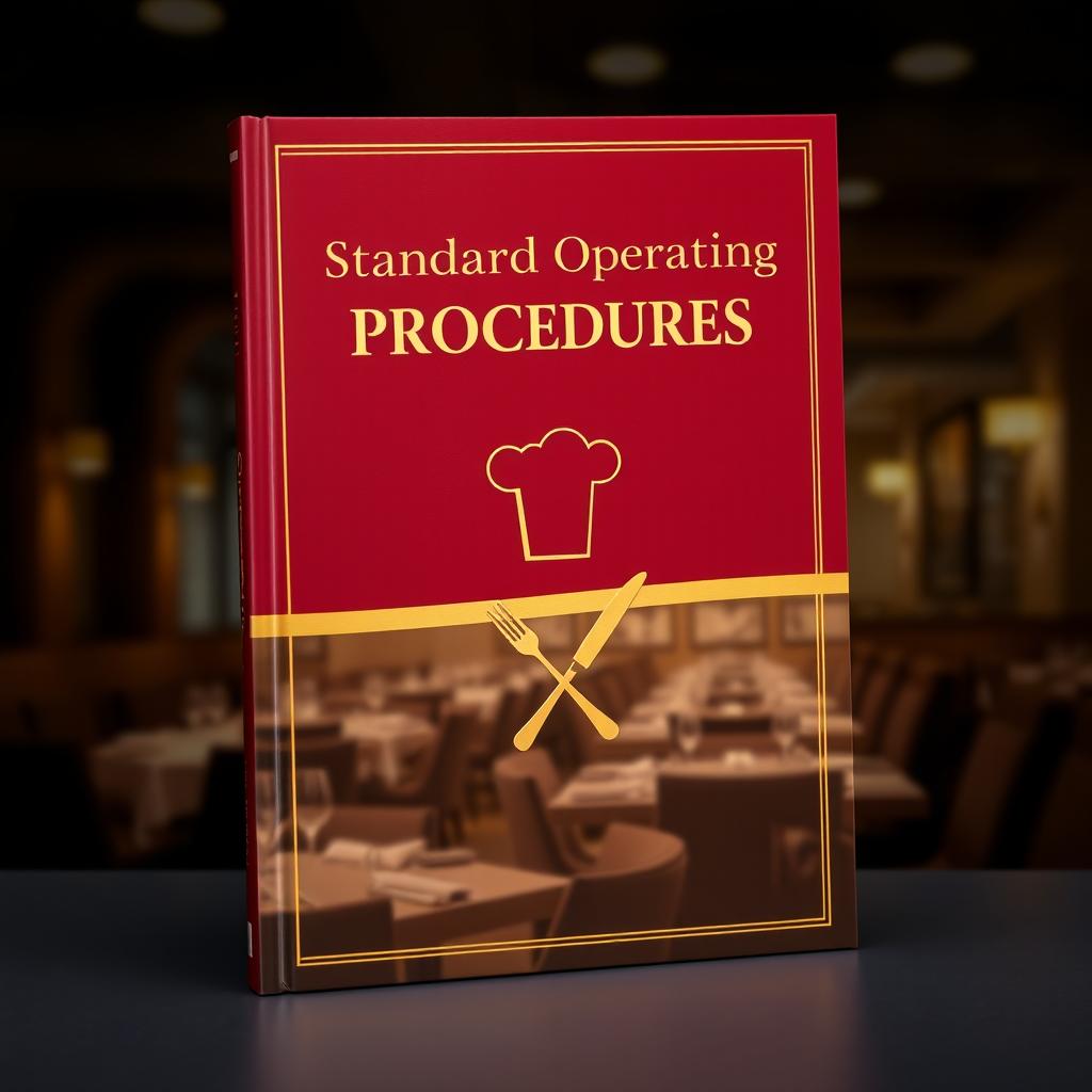A sleek and professional book cover design for a restaurant Standard Operating Procedure manual