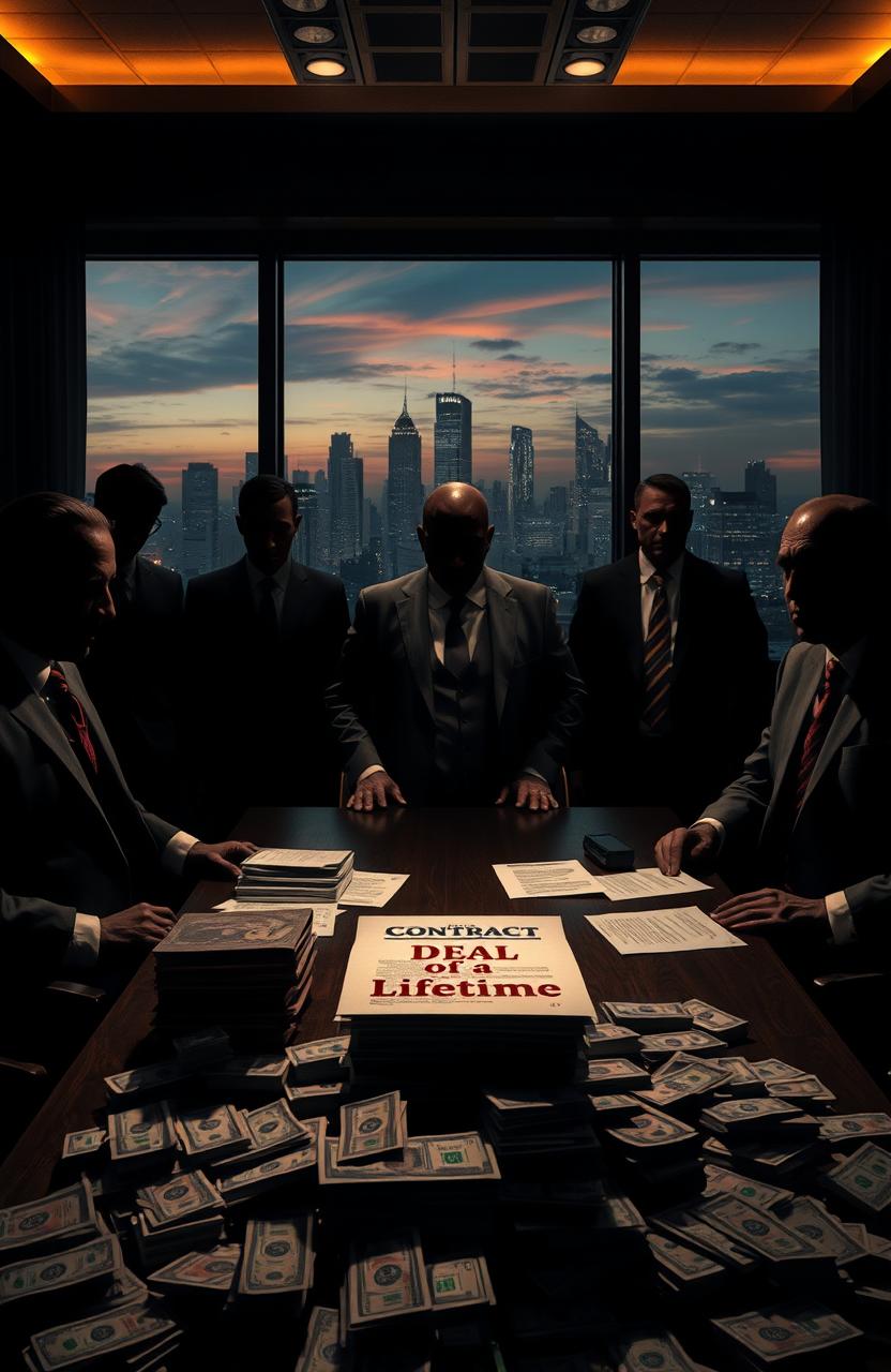 A powerful visual representation illustrating the themes of corruption and nepotism