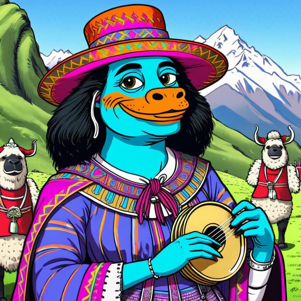 Whimsical Deity in a Colorful Sombrero