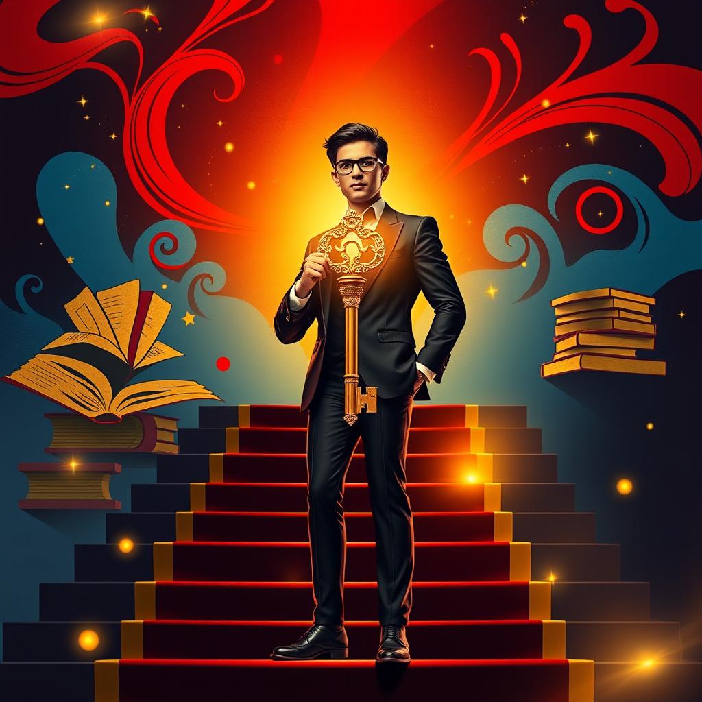 A captivating and motivational visual representation of unstoppable success, themed around the subheading 'Unlocking the Secrets of Lifelong Achievement'