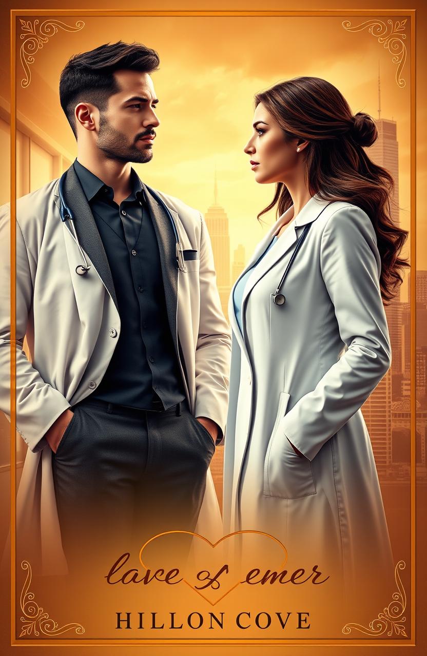 A gripping Wattpad story cover featuring a charismatic doctor and a glamorous, powerful female CEO