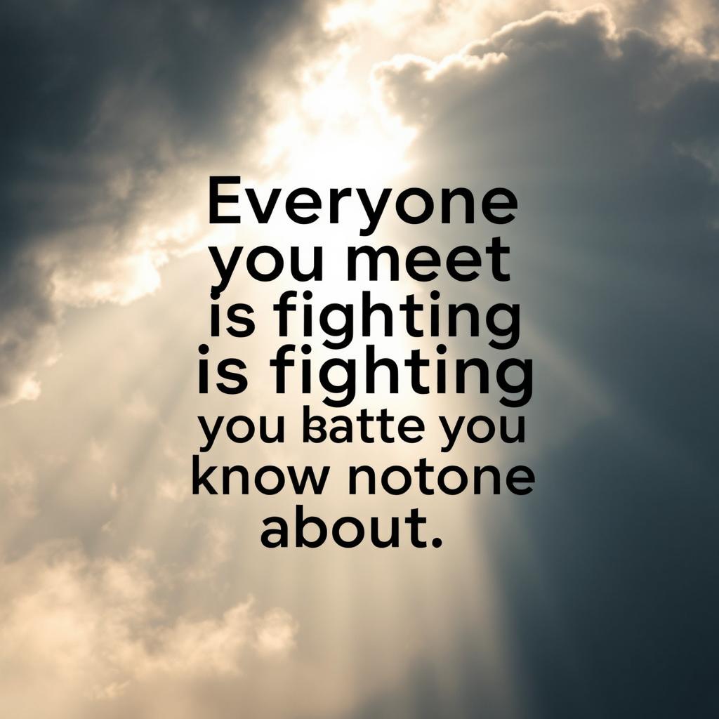 A vertical motivational design that radiates strength and resilience, featuring an inspiring quote that reflects the sentiment "Everyone you meet is fighting a battle you know nothing about
