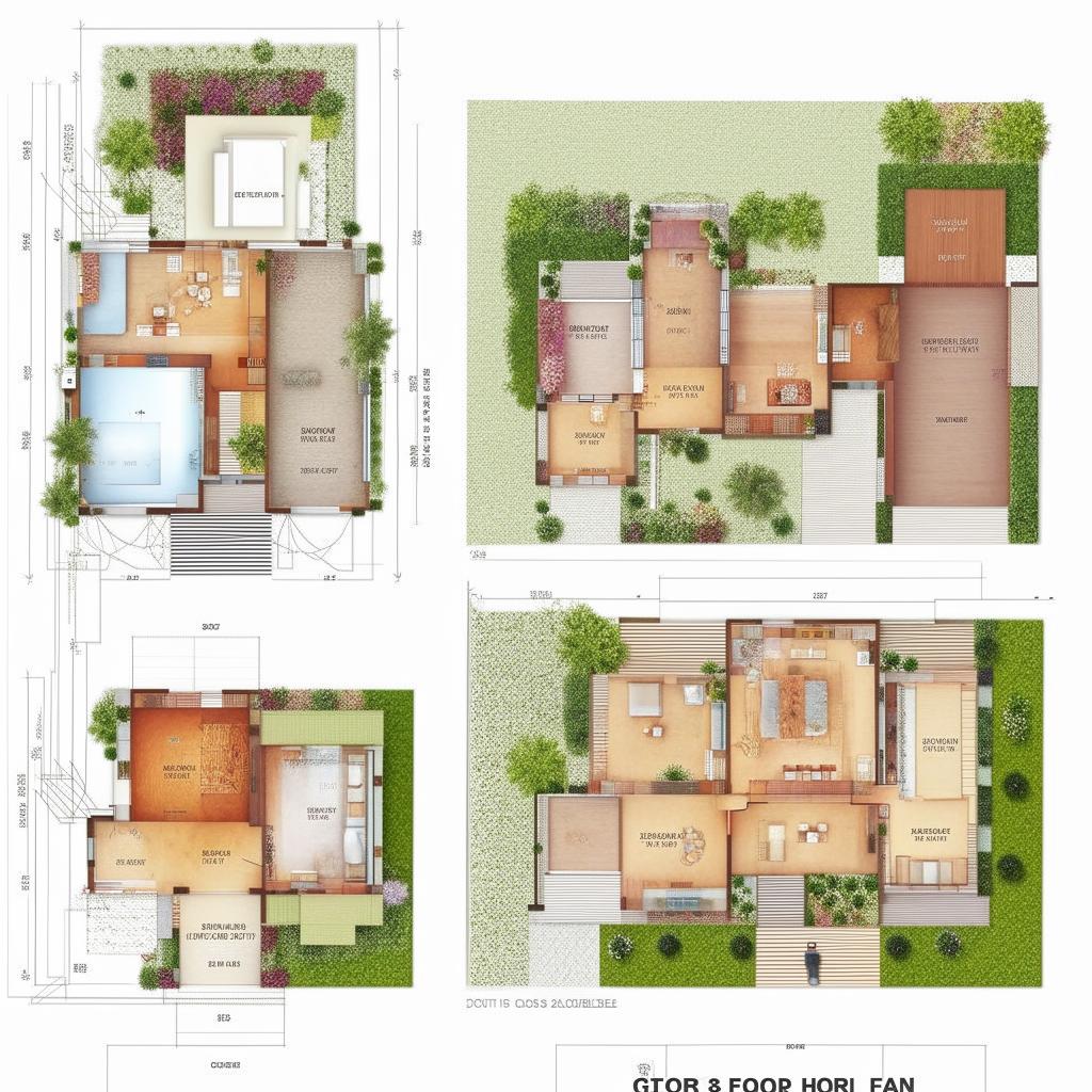 Generate a two-story house design where the ground floor contains 1 large hall, and the 1st floor contains 3 rooms, 2 bathrooms, 1 kitchen, 1 big hall, 1 small worship room, and stairs.