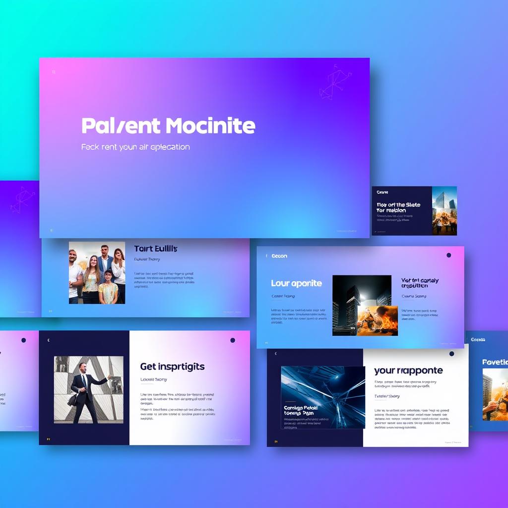 A visually stunning presentation featuring a modern digital interface, showcasing vibrant colors and sleek typography