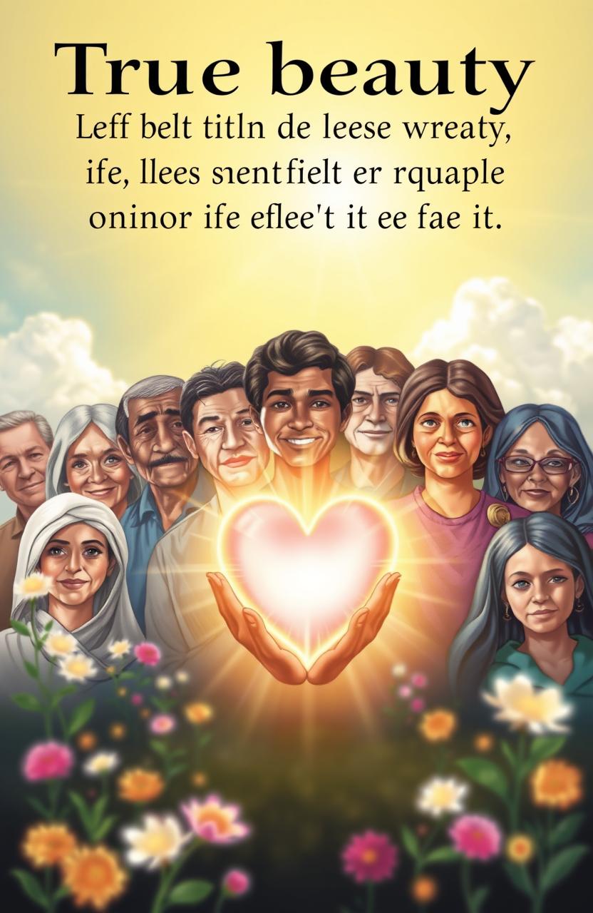 A symbolic artwork illustrating the theme that true beauty lies not in physical appearances or wealth, but in the purity of the heart and richness of faith