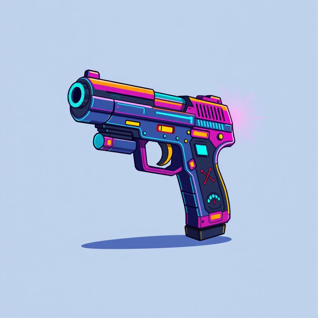 Vibrant 2D Pixel Art Laser Pistol