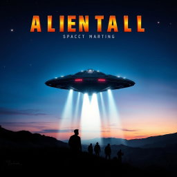 A dramatic and thrilling movie poster depicting an alien spaceship landing on Earth