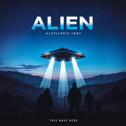 A dramatic and thrilling movie poster depicting an alien spaceship landing on Earth
