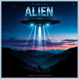 A dramatic and thrilling movie poster depicting an alien spaceship landing on Earth